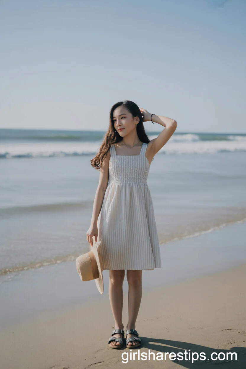 Casual White Sundress on the Beach