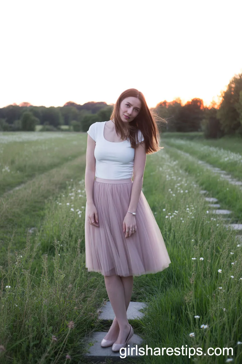 Blush Pink Tulle Skirt with Ballet Flats