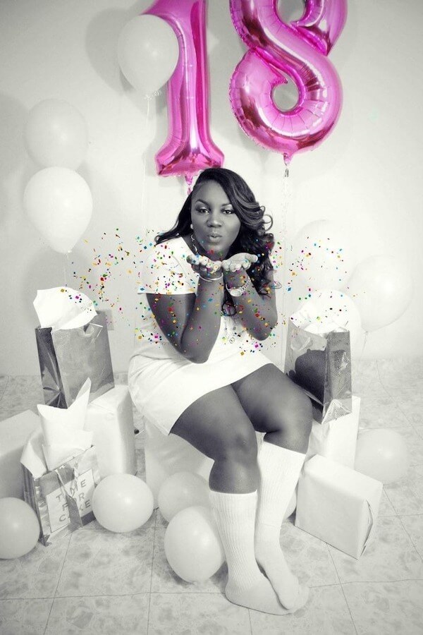 Black and White Confetti Celebration Photoshoot