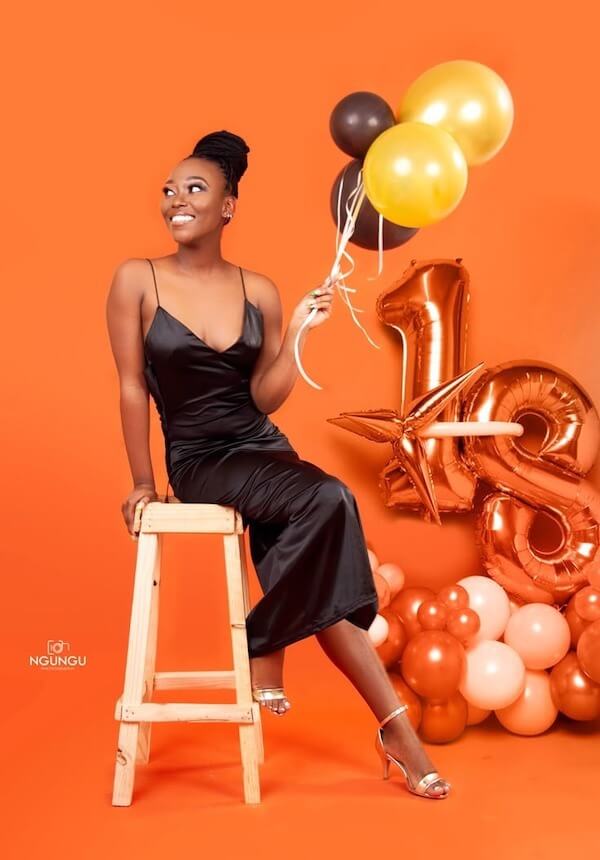 Vibrant Orange Balloon Birthday Photoshoot