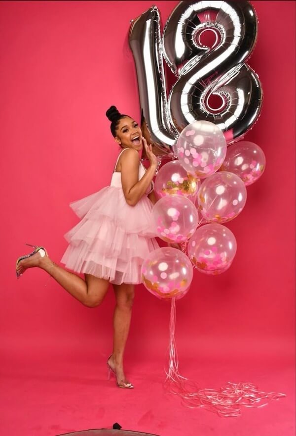 Fun Pink Confetti Balloon Photoshoot