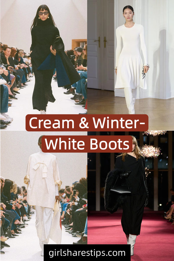 9. Cream and Winter-White Boots