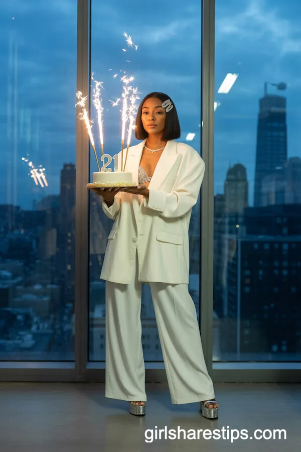White Oversized Blazer With Rhinestone Bralette