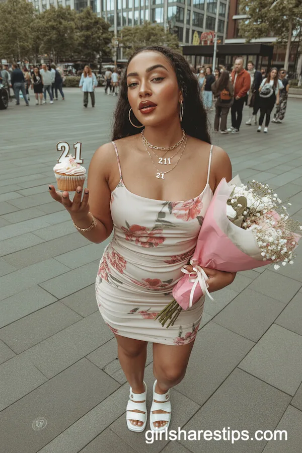 Ruched Floral Mini Dress With Chunky Sandals