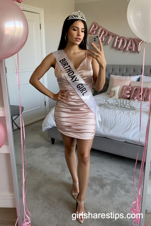 Blush Pink Ruched Satin Mini Dress