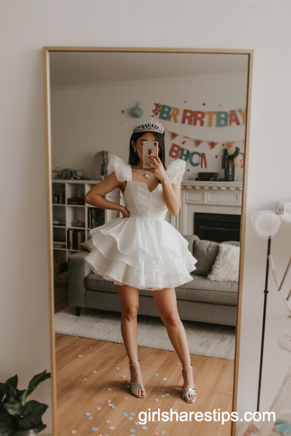 Ruffled White Mini Dress