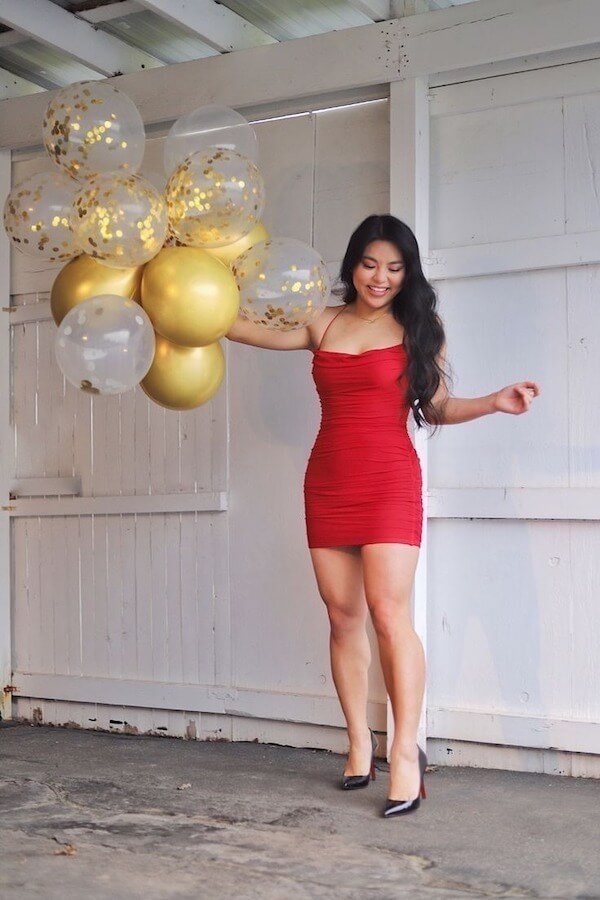 Gold Confetti Balloons Birthday Photoshoot