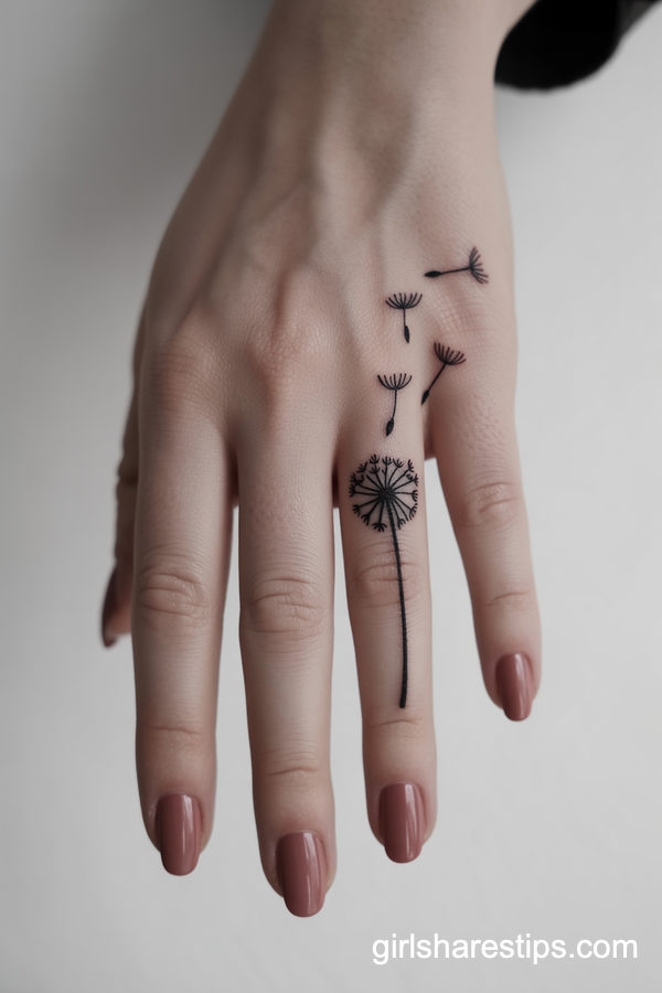 Dandelion Seed Finger Tattoo