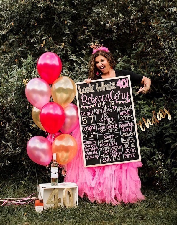 40th Birthday Chalkboard and Balloon Photoshoot