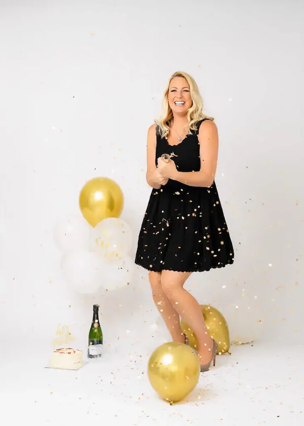 Gold and White Confetti Birthday Photoshoot