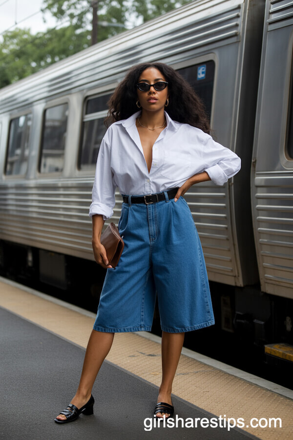 Oversized Button-Down with Bermuda Shorts