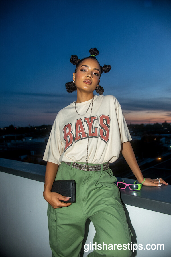 Oversized Band Tee with Green Cargo Pants