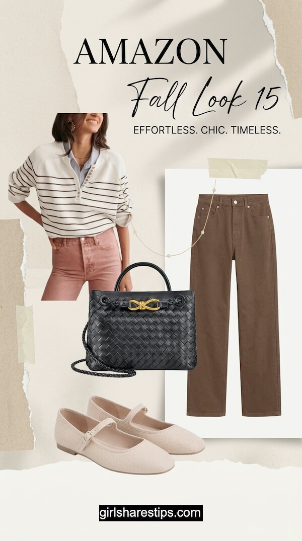 Striped Pullover Sweater with Warm-Toned Pink Skinny Jeans