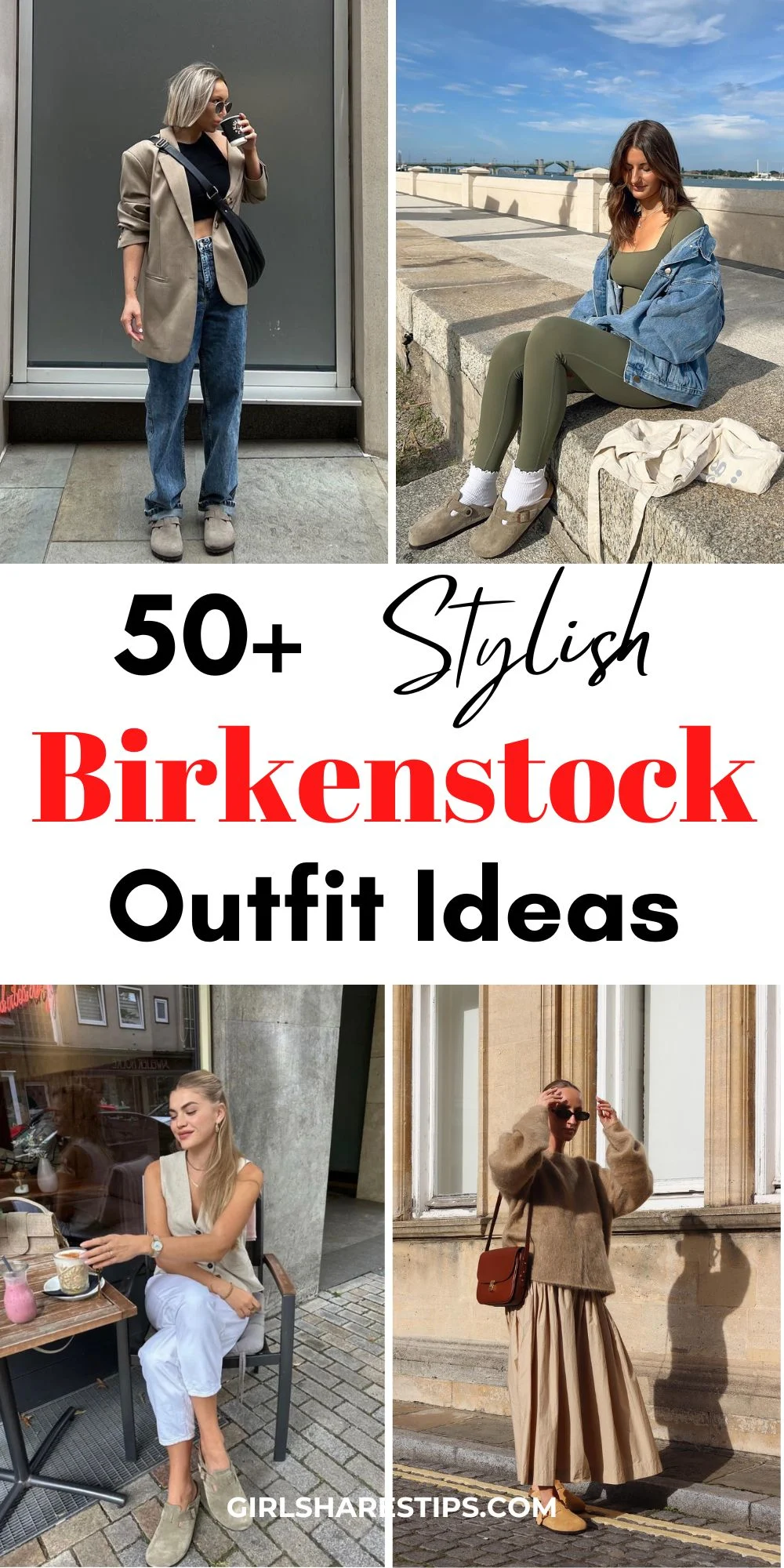 Birkenstock clogs outfit ideas for women collage