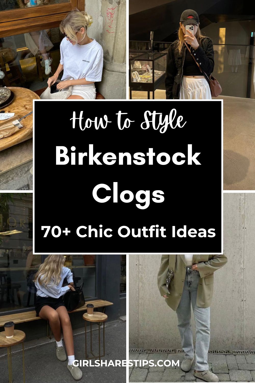 Birkenstock clog outfits collage