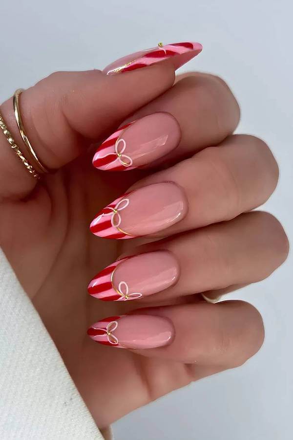 Christmas Candy Cane French Tips