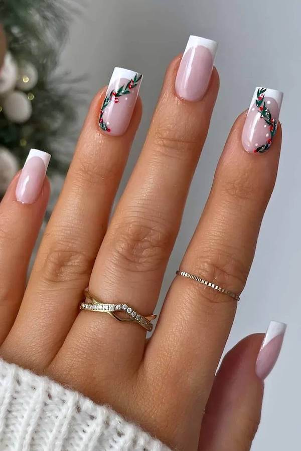 Classic French Tips with Christmas Garland