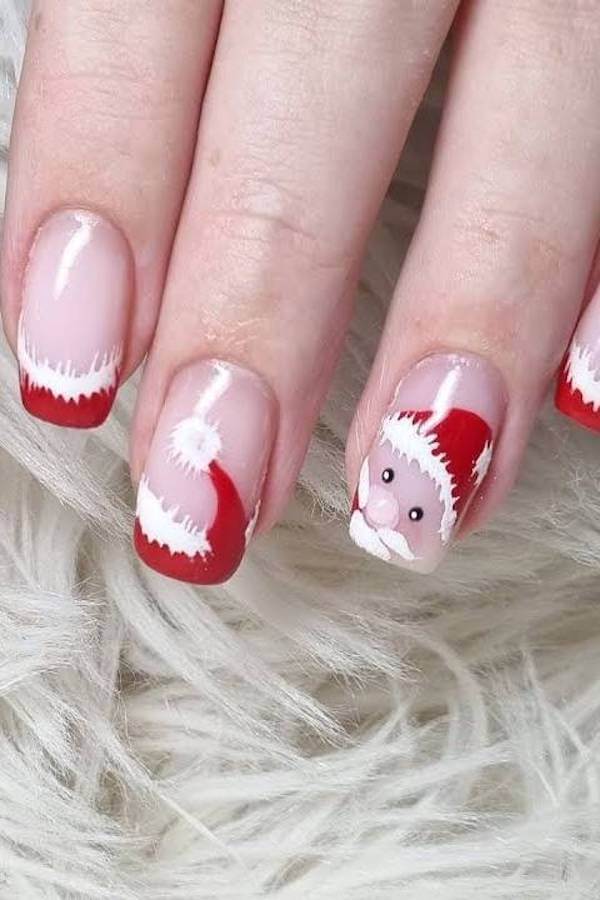 Cute Santa Hat Accent Nails