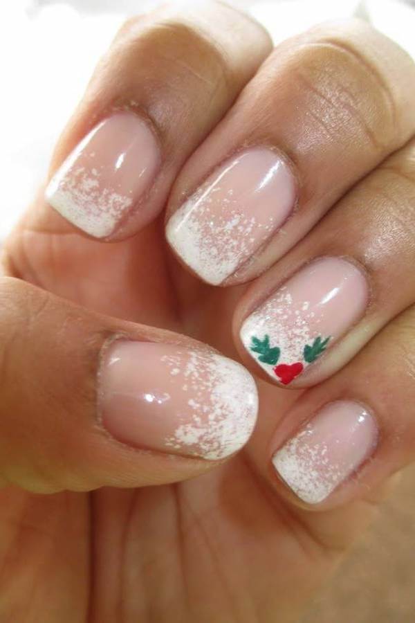 Snowy White French Tips with Holiday Accent