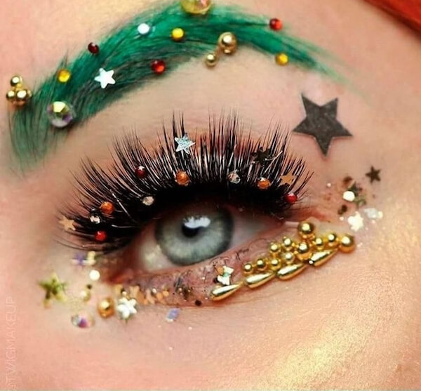 Christmas Tree Brows Makeup