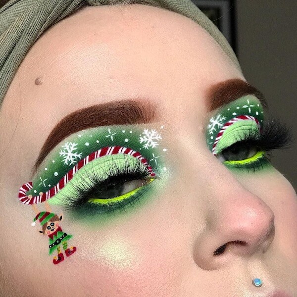 Elf And Candy Cane Eye Makeup