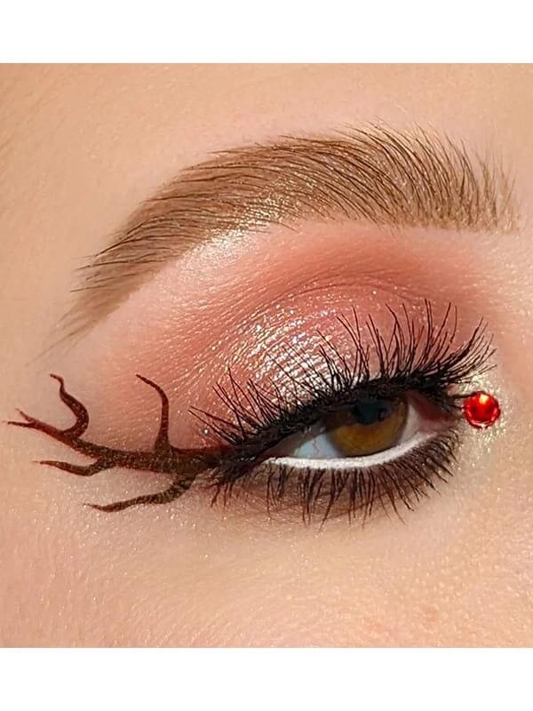 Red Gem Reindeer Eye Makeup