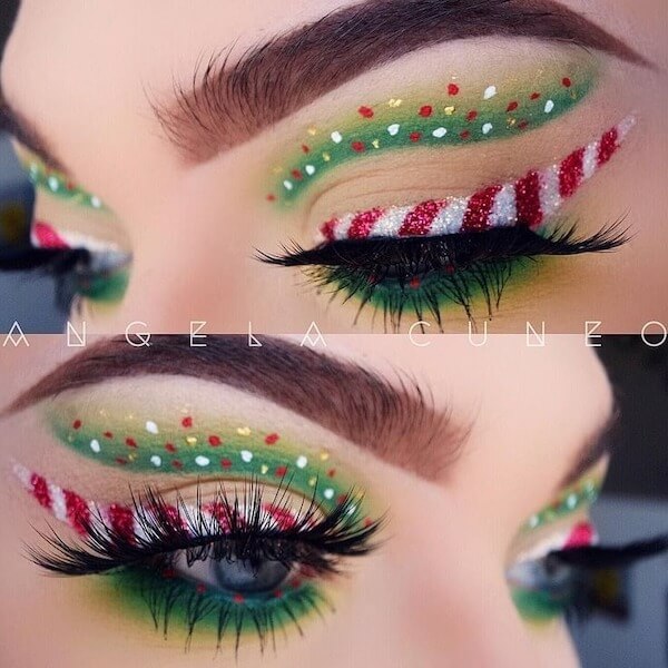 Peppermint Stripe Eye Makeup