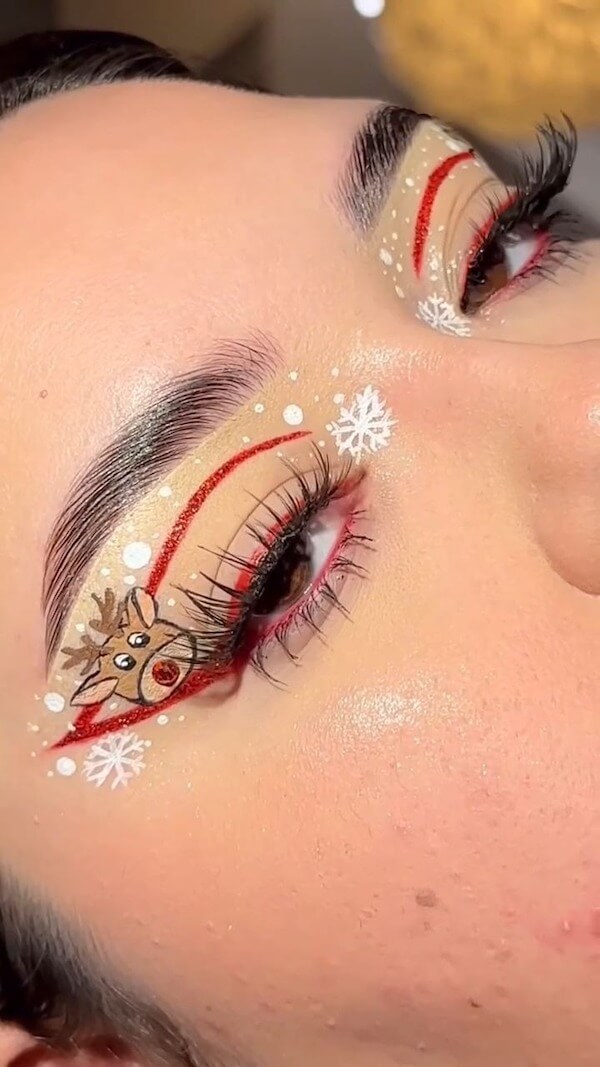 Reindeer and Snowflake Christmas Eye Makeup