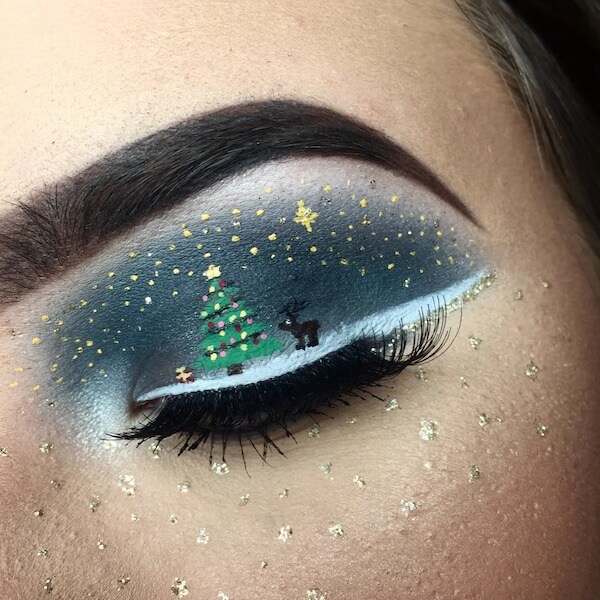 Christmas Tree Eye Makeup