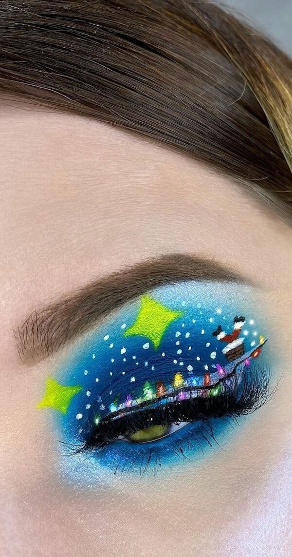 Santa Sleigh Night Sky Eye Makeup