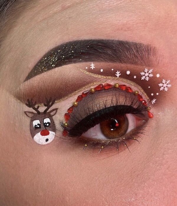 Reindeer and Snowflake Holiday Eye Makeup