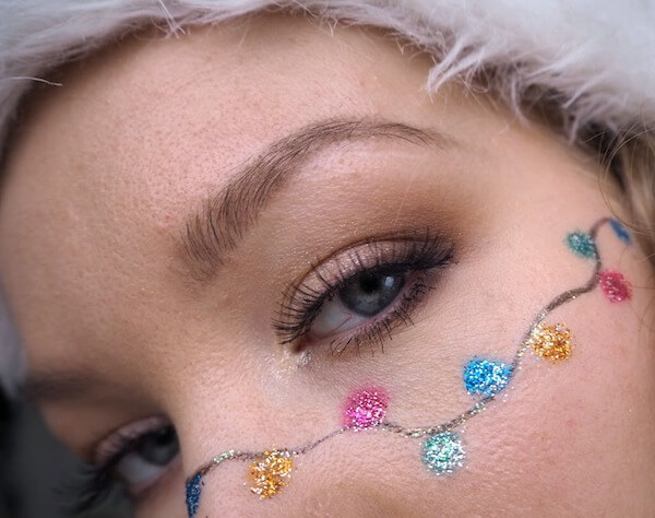 Festive Glitter Christmas Lights Eye Makeup