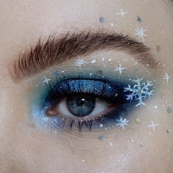 Icy Blue Snowflake Eye Makeup