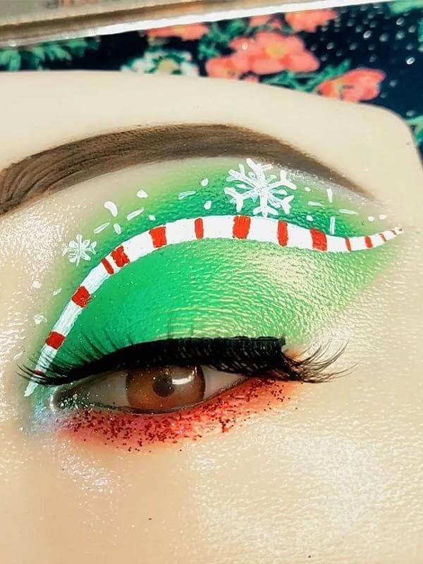 Candy Cane Snowflake Eye Makeup