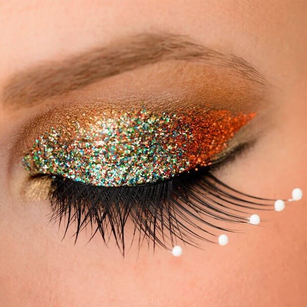 Gold and Green Glitter Eye Makeup