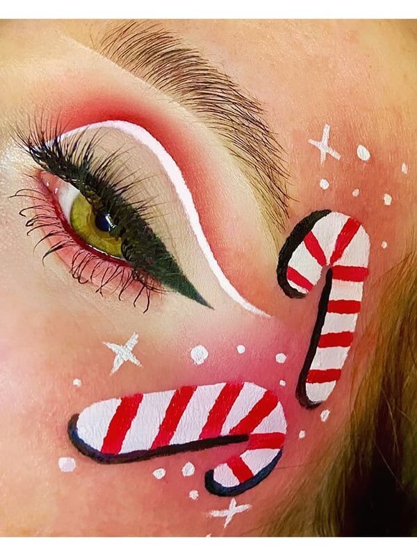 Whimsical Candy Cane Eye Art