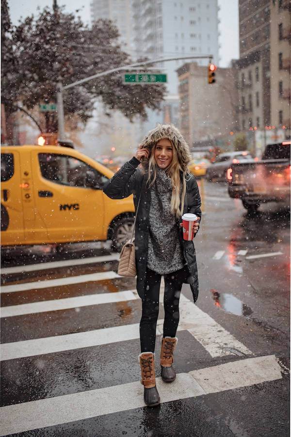 Cozy Parka with Faux Fur Hood and Winter Boots