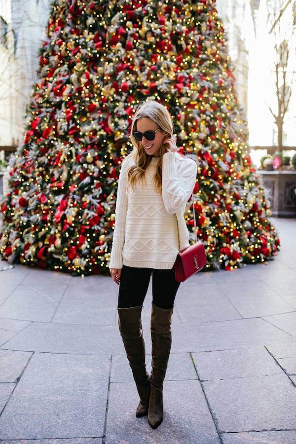 Chunky Sweater with Leggings and Over-the-Knee Boots