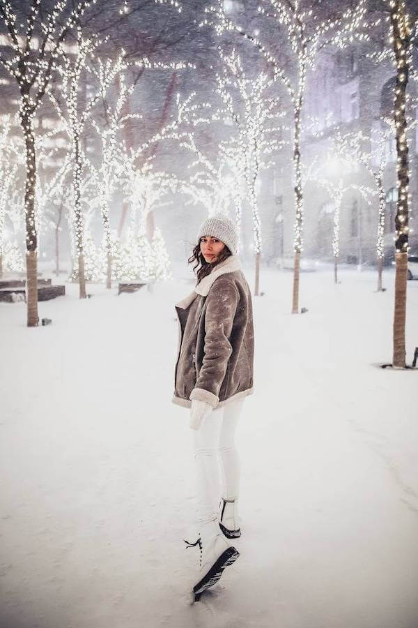 Winter White Shearling Jacket and Pants