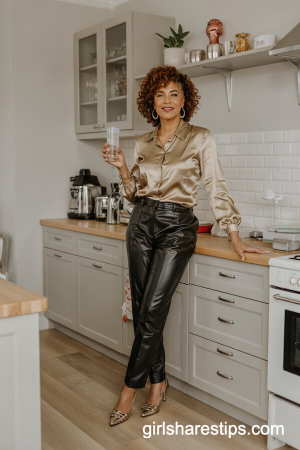 Metallic Gold Blouse and Dress Pants