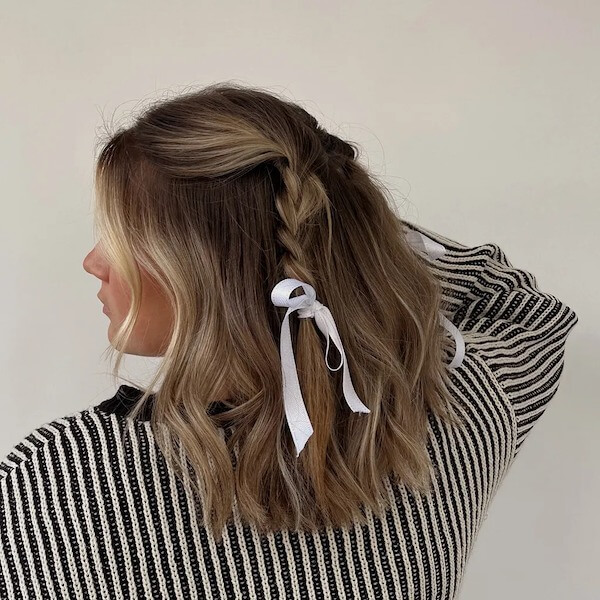 Half-Up Braid with Ribbon