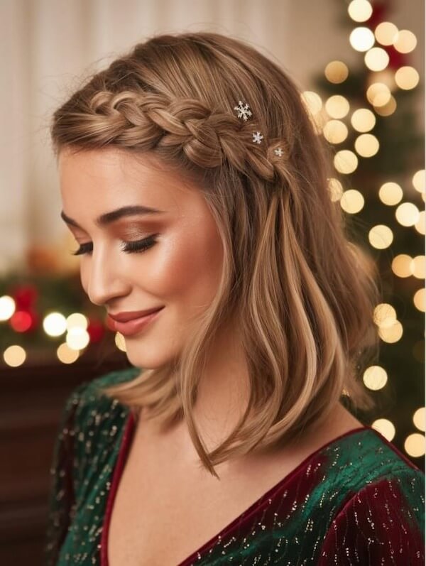 Crown Braid with Holiday Hairpins