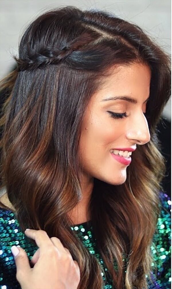 Half-Up Side Braid with Loose Waves