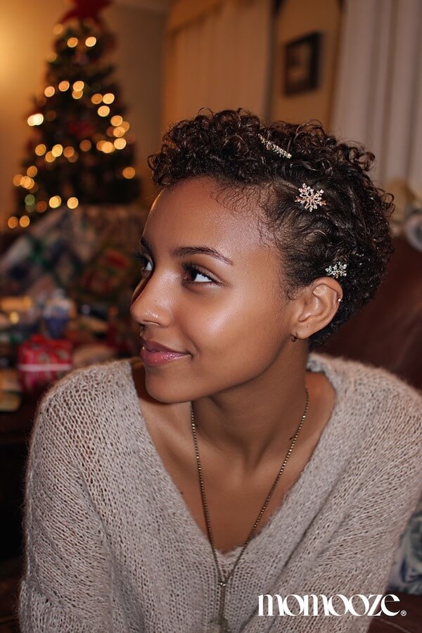 Curly Pixie with Festive Hair Clips
