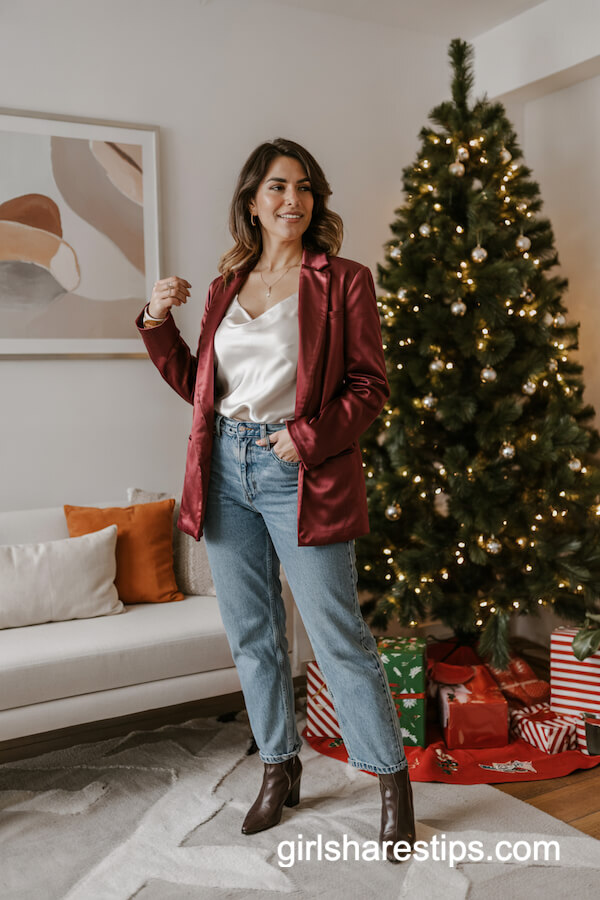 Velvet Blazer and Silk Camisole