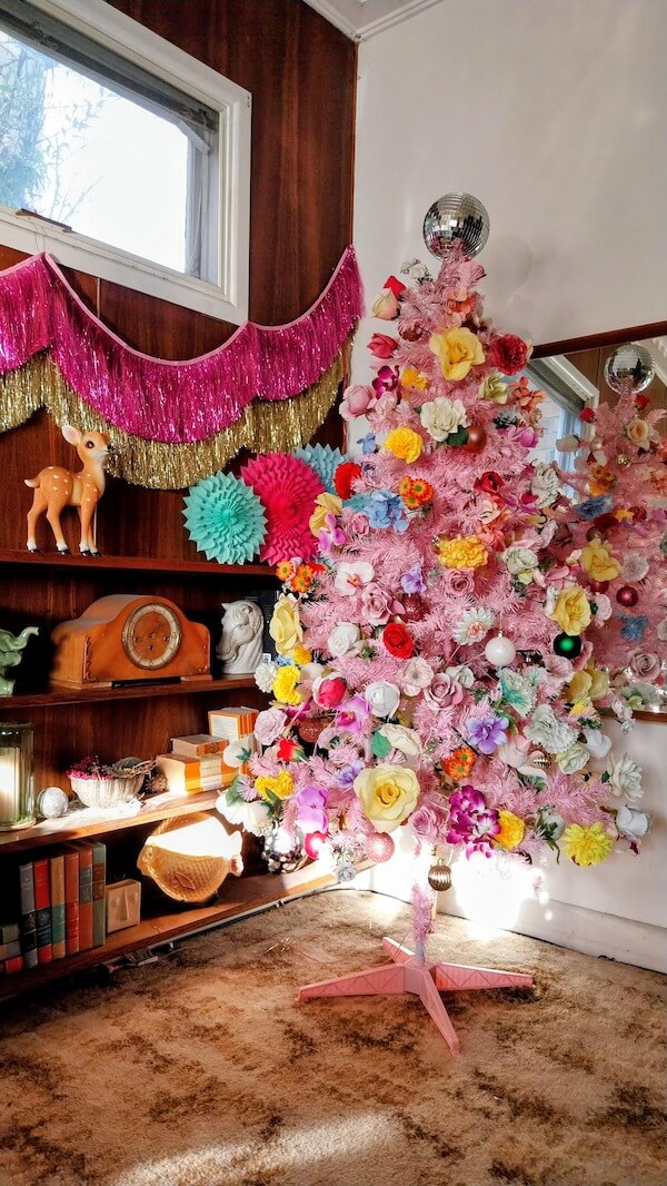 Pink Floral Christmas Tree
