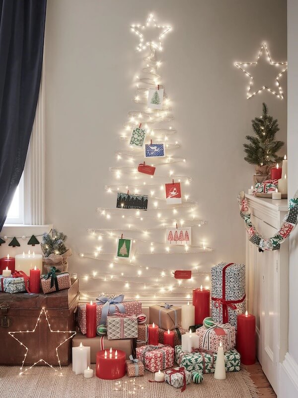 String Light Wall Christmas Tree