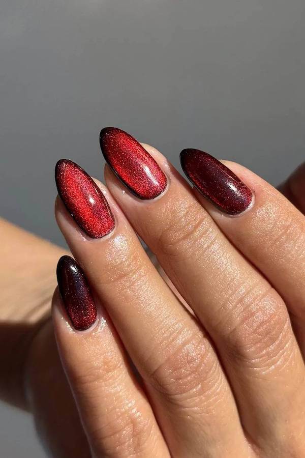 Red Chrome Christmas Nails