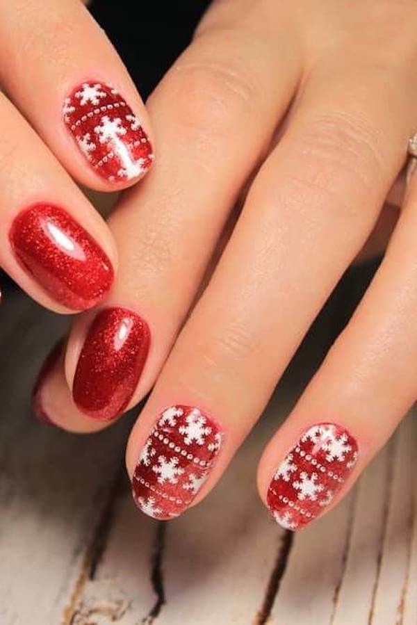 Red Glitter Christmas Sweater Nails
