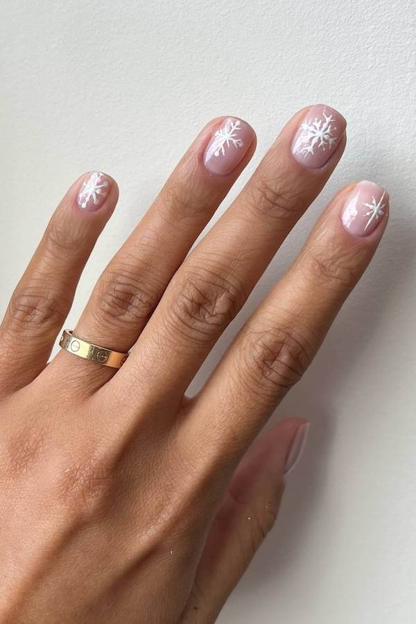 Minimalist Snowflake Nails